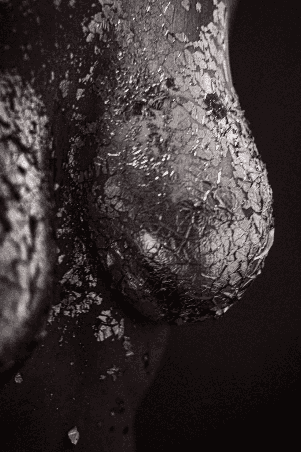 seance photographique intimiste feuille or poitrine femme